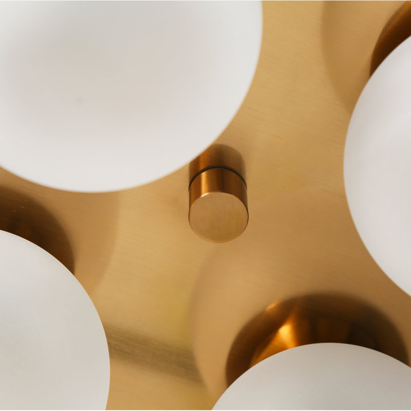 Yearb 4-Light Black & Gold Flush Mount with Globe Frosted Glass for Dry Indoor, Brass/Black