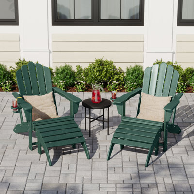 Outdoor Poly Adirondack Chair With Ottoman 4-Piece Set