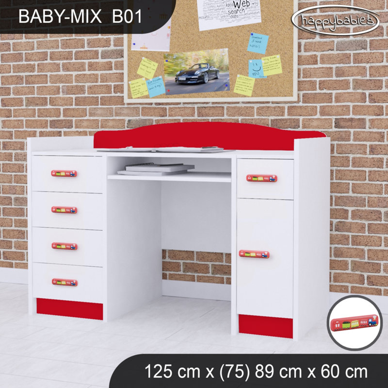 125cm Computer Desk, Red