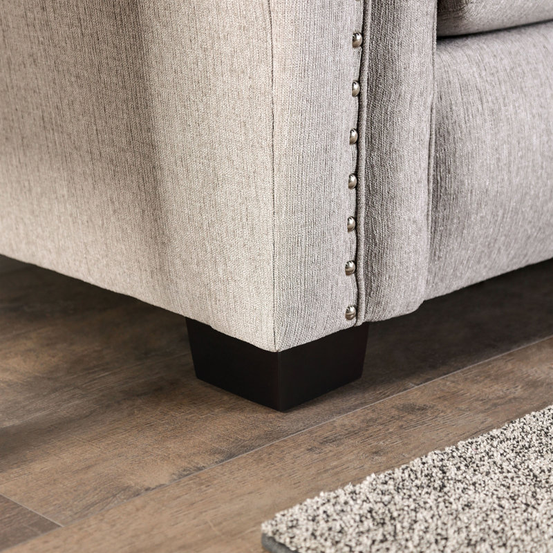 Canapé Mariano, Polyester taupe clair, Noir, H 40 po x l 70 po x P 38 po