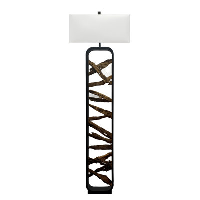 Danford - Lampe sur pied 63 po - Bois flotté et finition noire