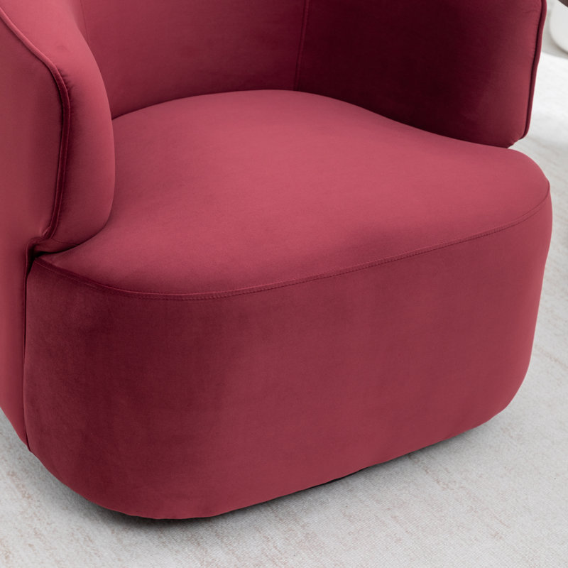 Fauteuil demi-tonneau pivotant rembourré Tybias, Rouge
