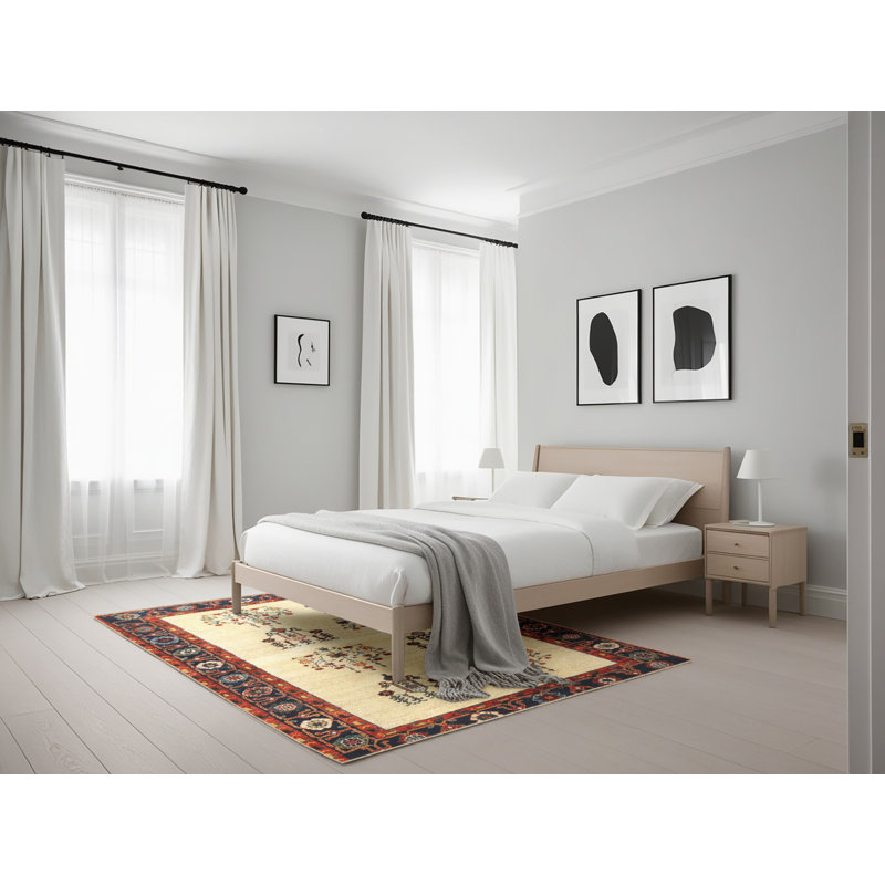 Tapis traditionnel mehroon/noir/crème, Rectangle 5 pi x 7 pi