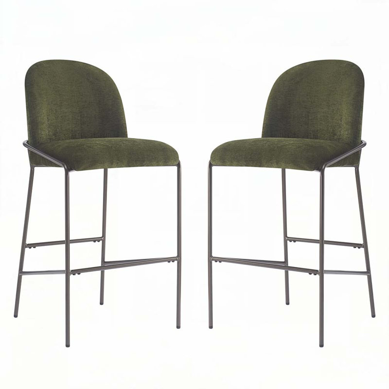 Tabouret de bar rembourré en métal, Vert