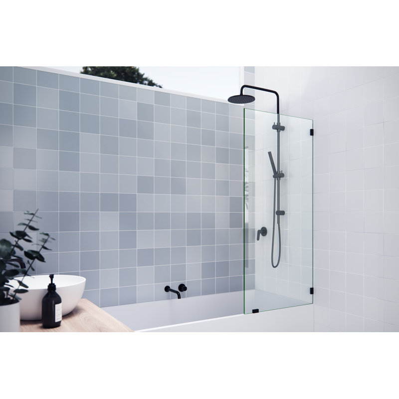 Glass Warehouse 27" W Frameless Shower Bath Fixed Panel, Oil Rubbed Bronze
