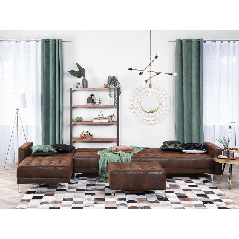 Finnegan 5 Seater Faux Leather Sofa Bed, Left Hand Facing