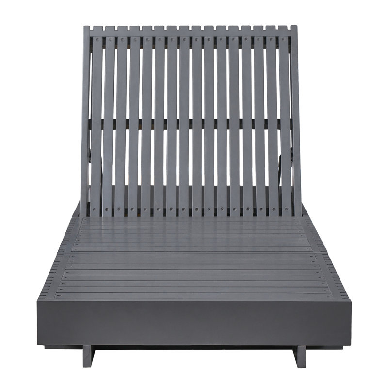 Méridienne d'extérieur en bois massif Modern Modern, Gris foncé