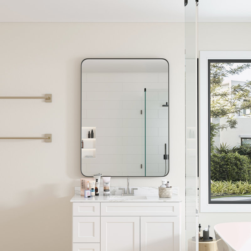 Stainless Steel Rectangle Mirror, Black, 40" x 30"