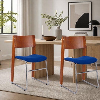 Mid-Century Dining Chairs with Bentwood Backrest & Chrome Metal Frame, Set of 2