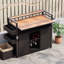 Îlot de cuisine extérieur avec roulettes verrouillables, armoire de rangement, supports à épices, porte-bouteilles et porte-verres-132645656