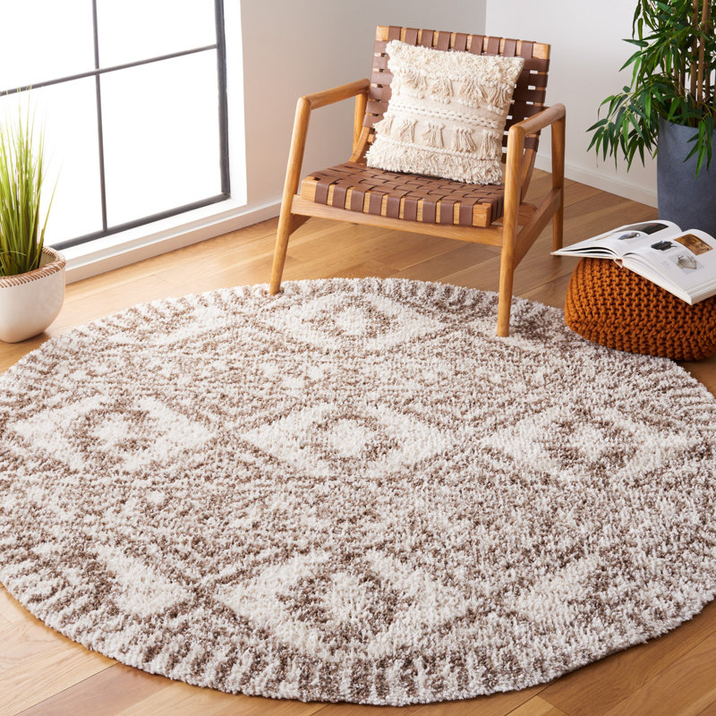 Jericho Shag Performance Moroccan Rug, Round 6'7"
