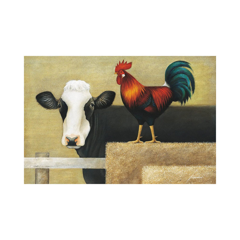 Barnyard Cow by Lowell Herrero - Wrapped Canvas Painting, 20.32 cm H x 30.48 cm W