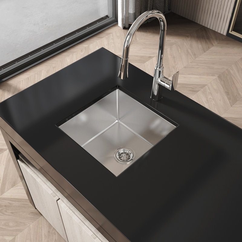 Évier encastré gris Nano 18 x 18 - Acier inoxydable avec drainage rapide de l'eau et fini durable de cuisine simple de 18 po X