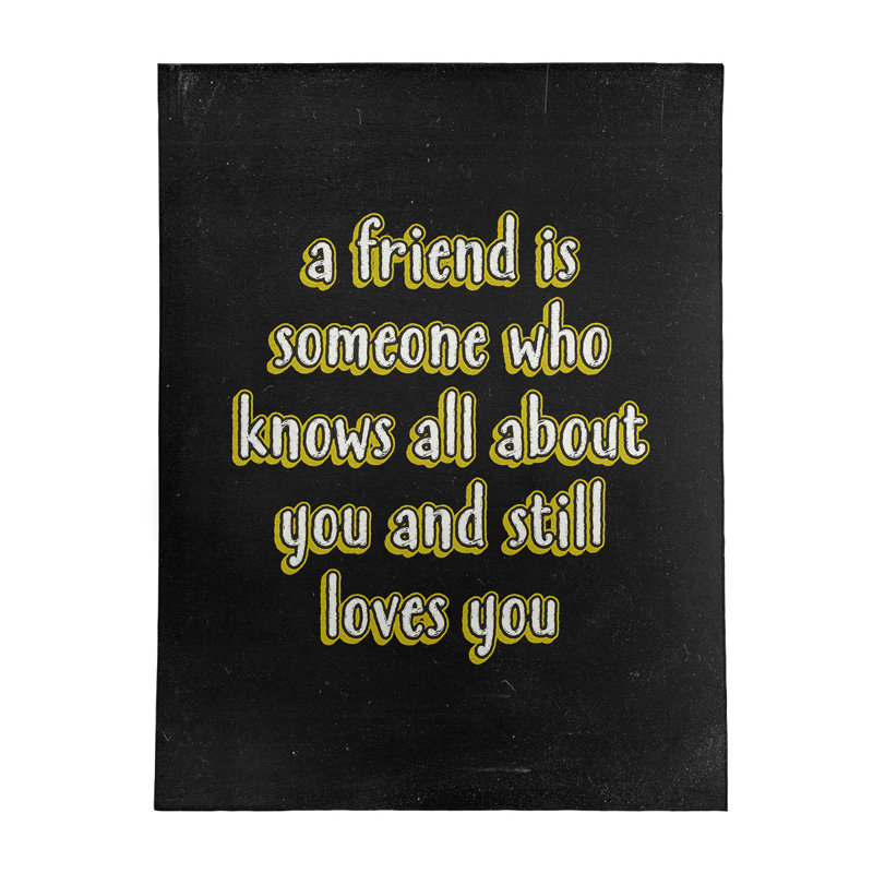 Tapis en polyester tableau noir style en polyester love & amitié quote, Rectangle 5 pi x 7 pi