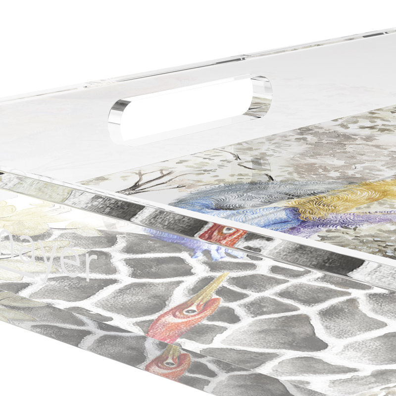Arcadia Giraffe Scenic Acrylic Square Decorative Tray, 12"W x 12"D x 2"H