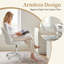 Chaise de coiffeuse pivotante sans accoudoirs, réglable en hauteur, en velours blanc, idéale pour la chambre ou le bureau à domicile.-1157540960