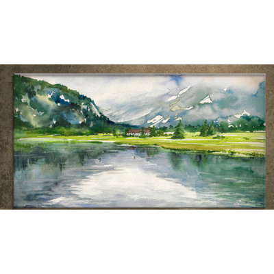 «Mountain and Lake in Autumn», reproduction sur toile tendue