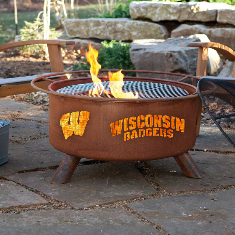 Collegiate Series Round Steel Fire Pit, University of Wisconsin