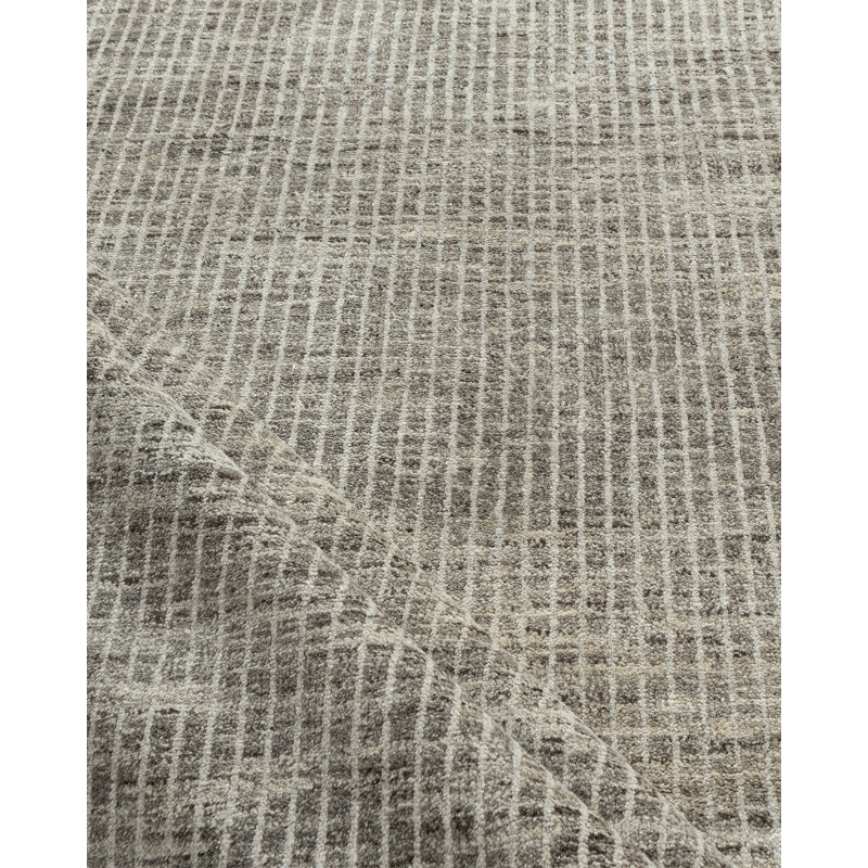 Organic Striped Area Rug in Gray/Ivory, Rectangle 11'10" x 14'9"