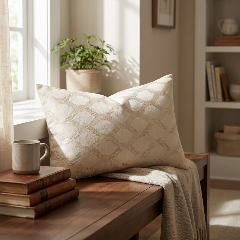 Coussin rectangulaire en tissu Plutus, 12 po x 20 po, Blé