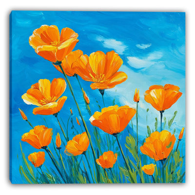 Sun-Kissed Poppies - Wrapped Canvas Wall Art
