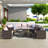9-pieces Outdoor Half-moon Wicker Conversation Sets With 1 Nesting Coffee Table And Tempered Glass Top