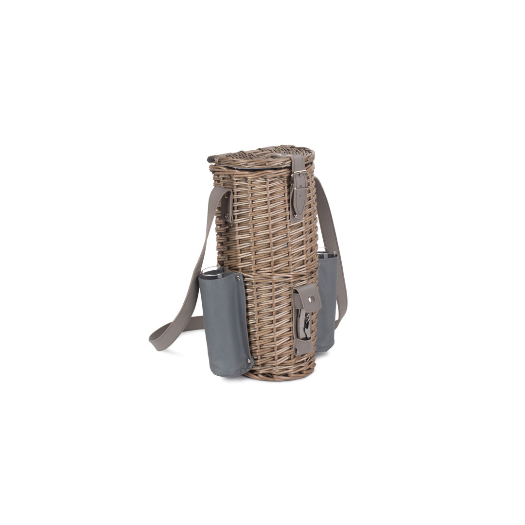 Wicker Champagne Bottle & Glass Carrier