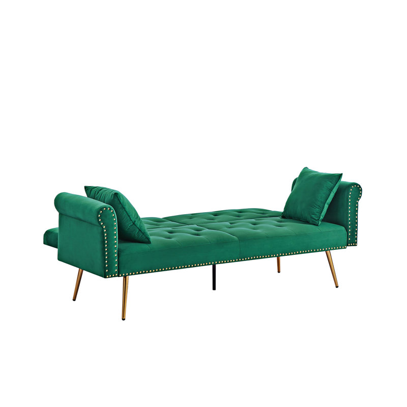 Canapé-lit 70 po Janifer, Velours vert