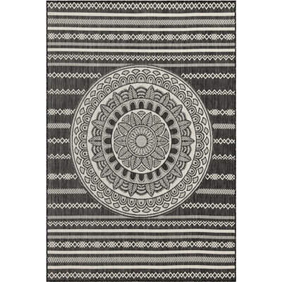Sunshine Gchar2017 Area Rug, 7Ft. 10In. X 10Ft. 3In., Anthracite, Polypropylene, Stain , Decorative For Home And Garden Ideal Indoor & Outdoor Spaces
