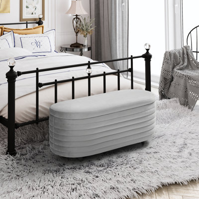 Banc de rangement rembourré en polyester Farrah