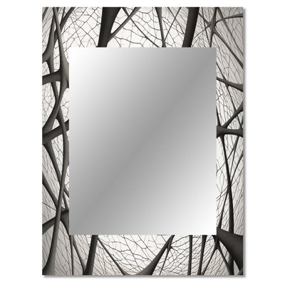 Minimalist Black and White IX - Abstract Shapes Wall Mirror, Black Decorative Mirror, Printed Metal Art