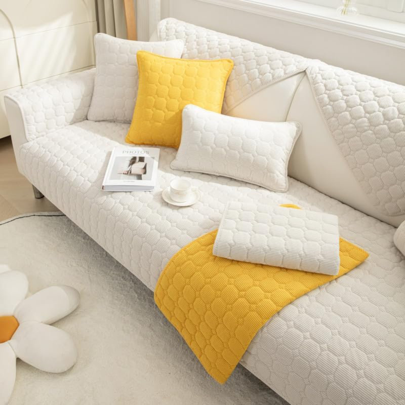 Alfina Outdoor Patio Sofa Cover, Beige/White