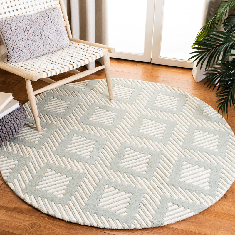 Hardouin Hand Tufted Wool Geometric Rug, Round 5'