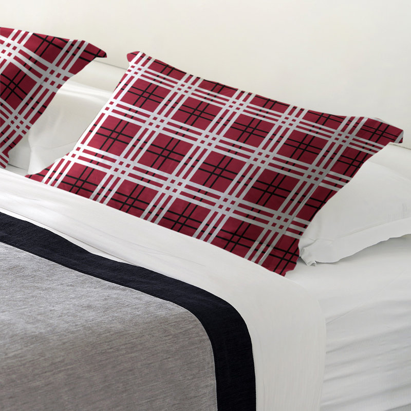 Pillow Sham, King, Red/Black/White