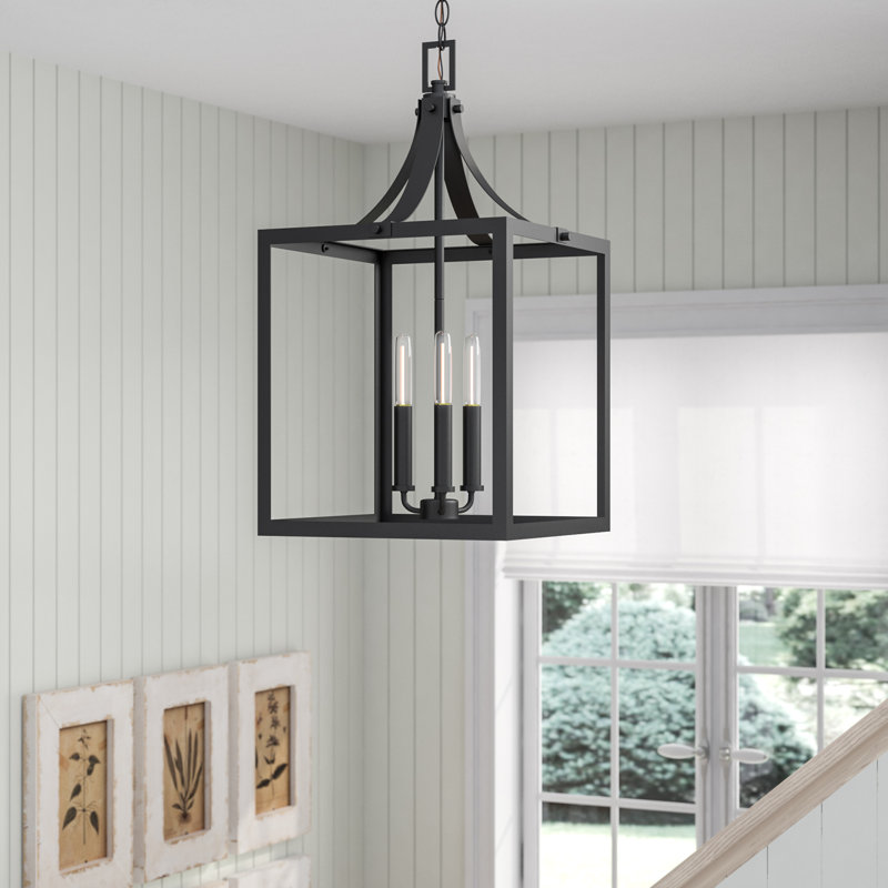 Lustre géométrique à 3 lumières Carla, Noir, Non, H 19,75 po x l 10 po x p 10 po