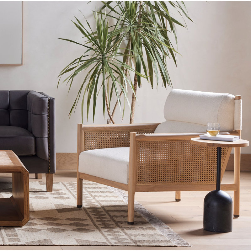 Kempsey Armchair, White Polyester Blend