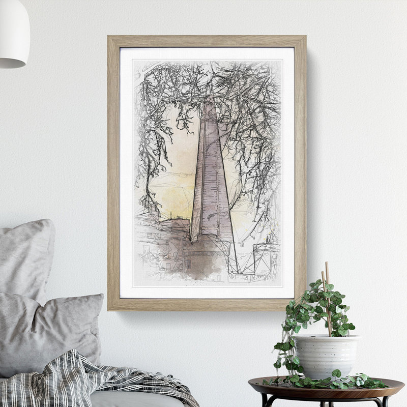 The Shard in London Vol.2 - Picture Frame Graphic Art, 48cm H x 36cm W x 2cm D, Oak Framed