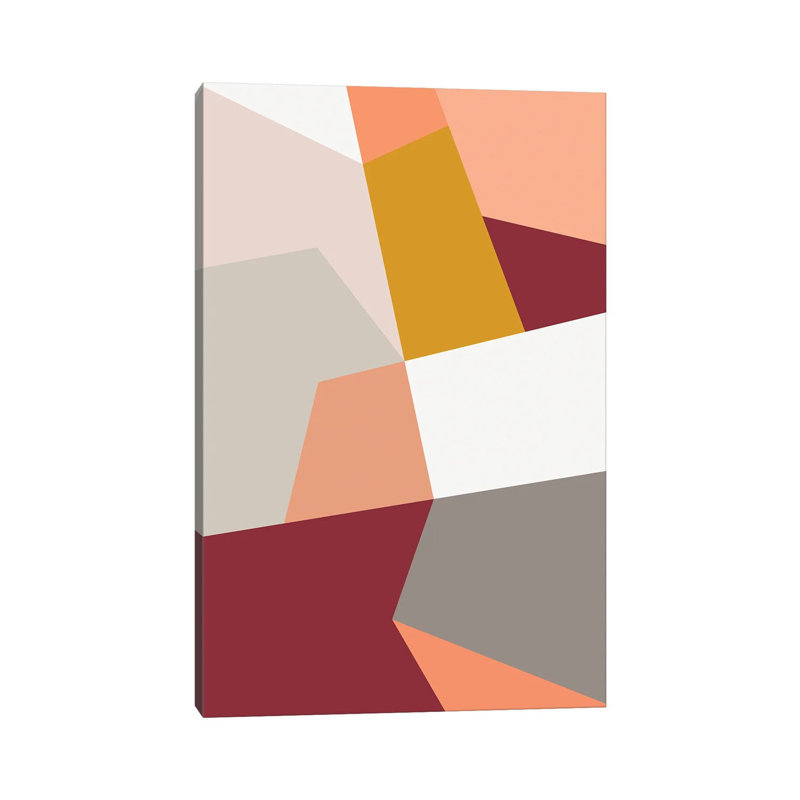 Abstract Geometric XXVII Red - Print on Canvas, Wrapped Canvas, 20.32 cm H x 30.48 cm W