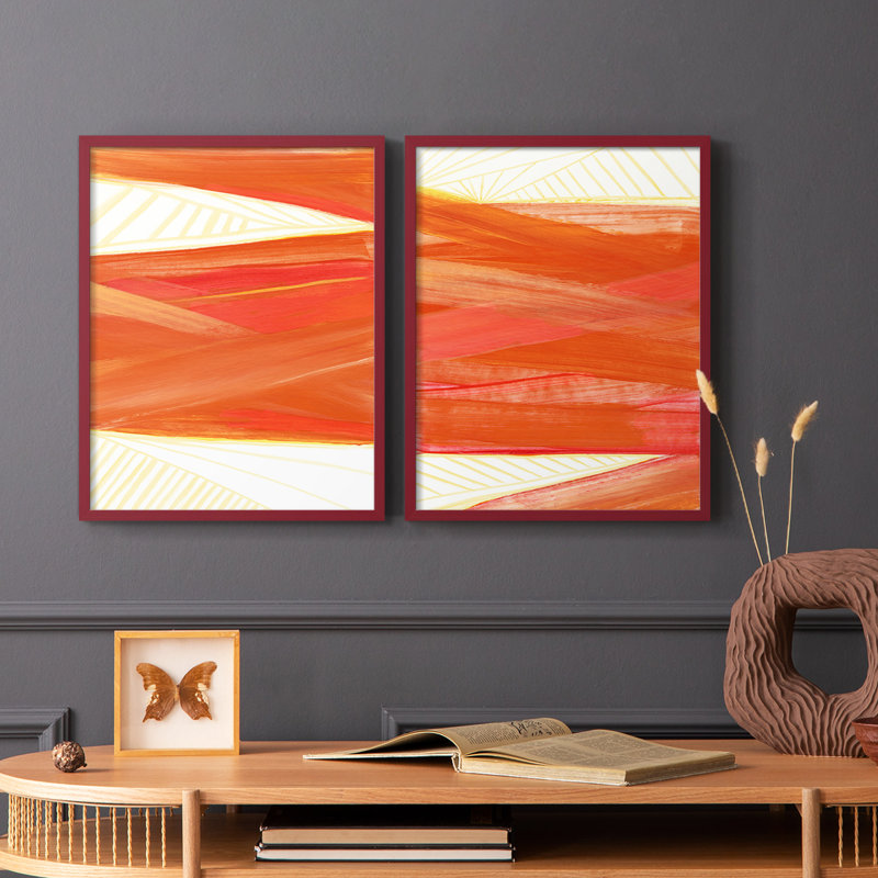 Warm Rays I - impression encadrée de qualité supérieure - prête à être accrochée - aucun clou requis - aucun clou requis