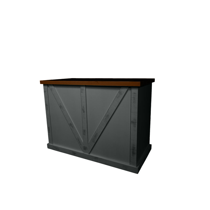 Farmhouse 60" Solid Wood Kicthen Island with trash bin compartment, Gray