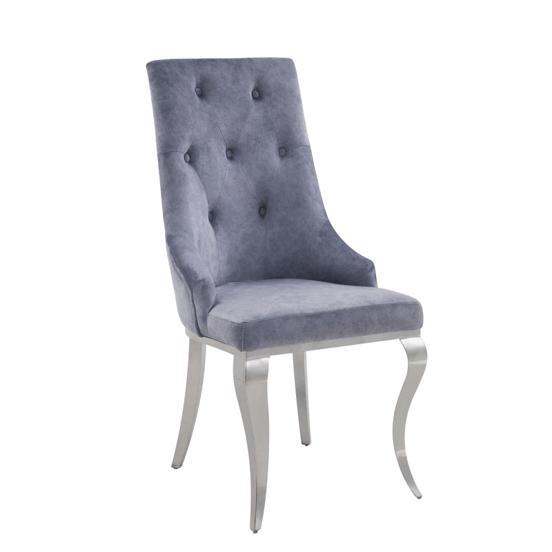 Chaise d'appoint capitonnée Dominik, gris