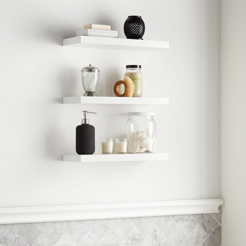 Ensemble de 3 tablettes flottantes, Blanc / Blanc