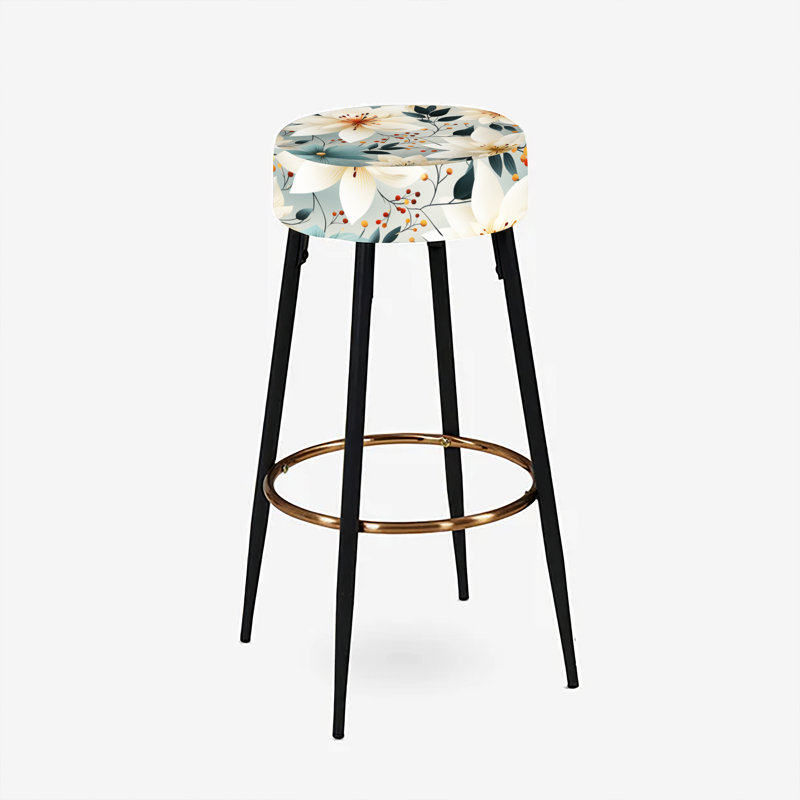 Ensemble de 2 tabourets de bar antiques avec romantisme et fleurs romantiques