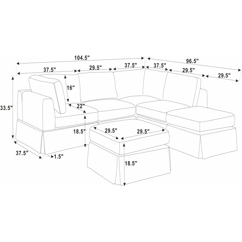 Canapé modulaire en tissu 6 pièces, Polyester beige
