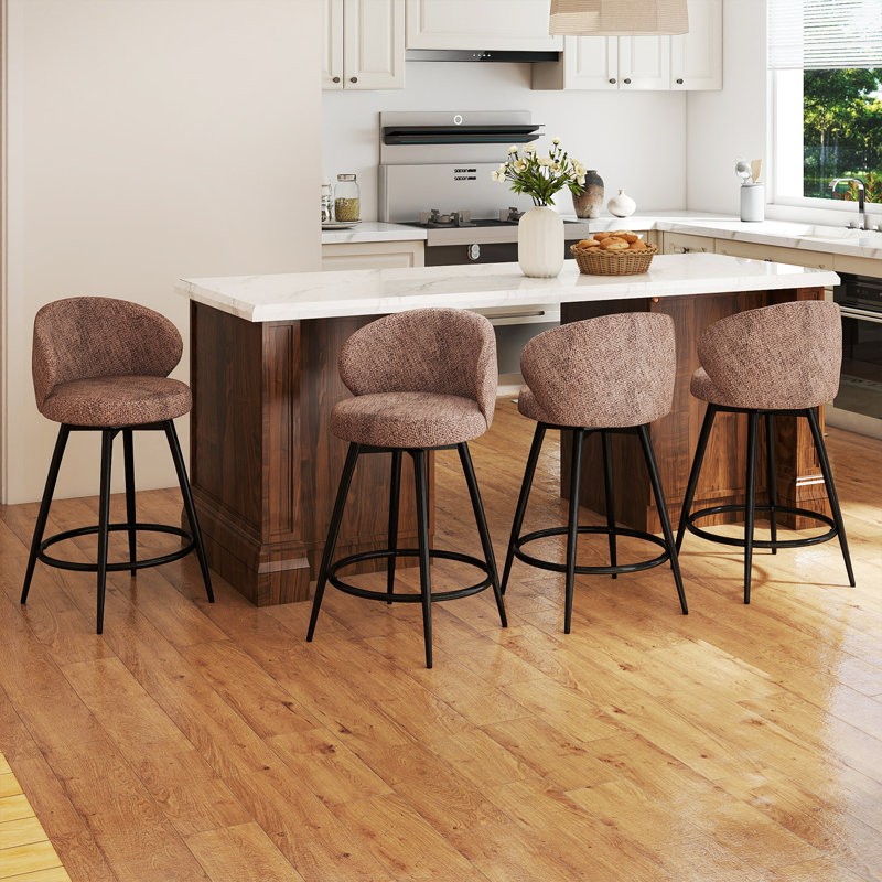 Tabouret de comptoir pivotant à 360 ° avec structure en métal, Brun