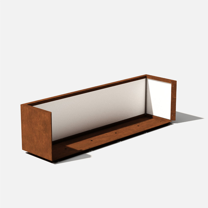 Corten Steel Series Long Box Planter, 16.25" H x 60" W x 15" D