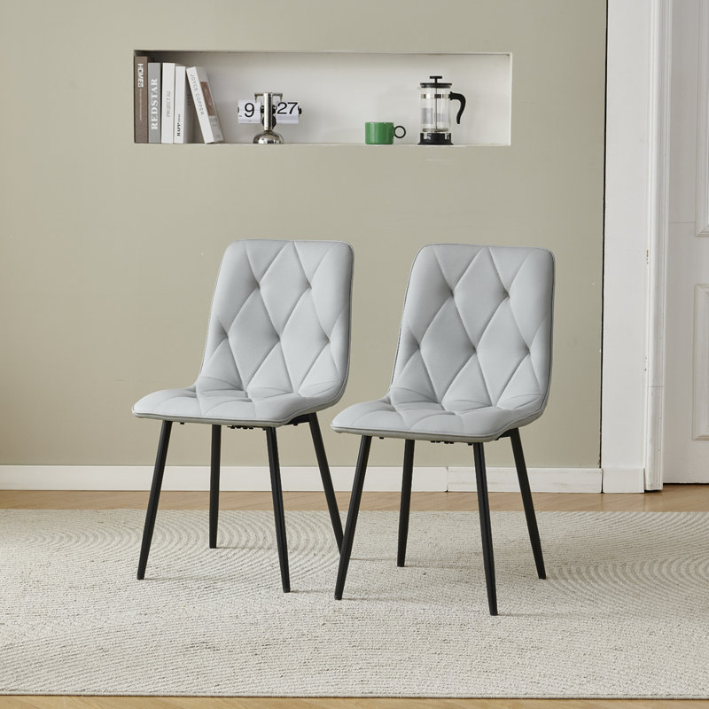 Dining Set, Argyle Grid Grey Leather Chairs#2
