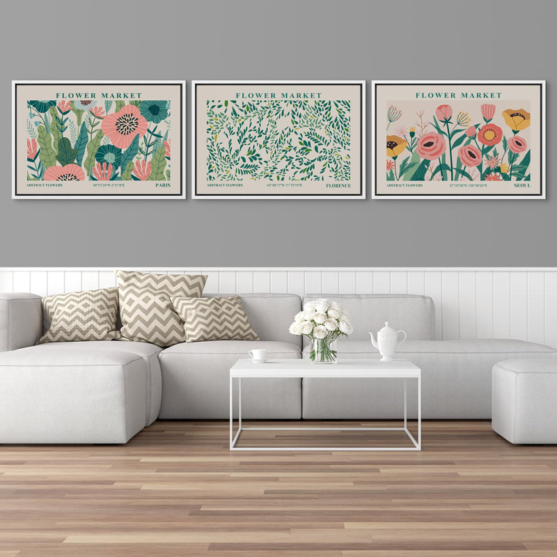 Classical Artwork Vibrant Wildflower, Cadre blanc, H 16 po x l 24 po