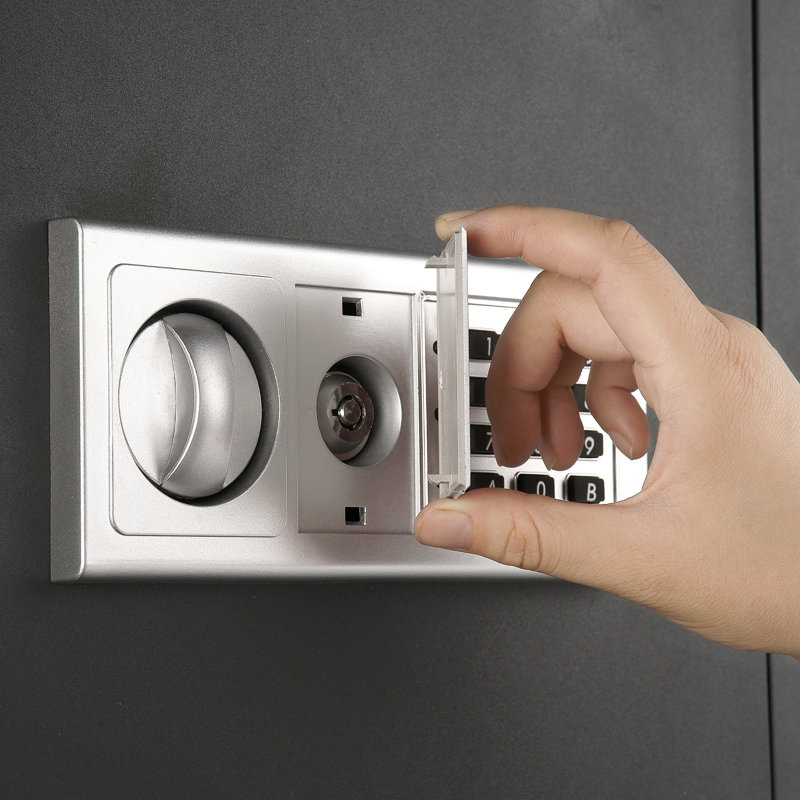 Dark Gray Steel Electronic Lock In-Wall Safe with LED Keypad