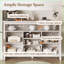 Cabinets, armoire de rangement blanc cassé Boho Farmhouse de 52,8 po avec tablettes réglables Tiroirs | Bois et rotin | Bohémien